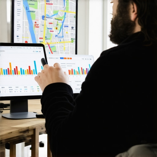 Expert Analyzing Google Maps Rankings Local SEO expert reviewing Google Maps ranking data with charts