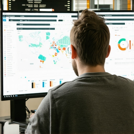 Person reviewing local SEO metrics and maps on a computer