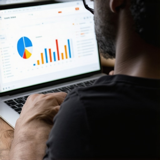 Digital marketer reviewing local SEO analytics on a laptop