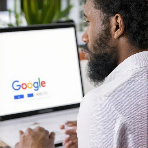 Business owner editing Google My Business profile on laptop