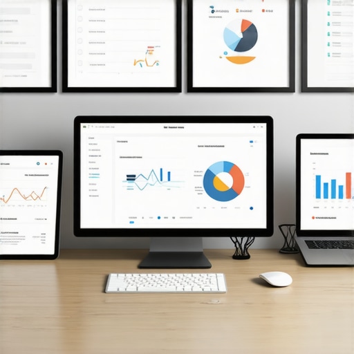 SEO Tools for Map Visibility Maintenance A setup showing screens with local SEO analytics and citation monitoring dashboards.
