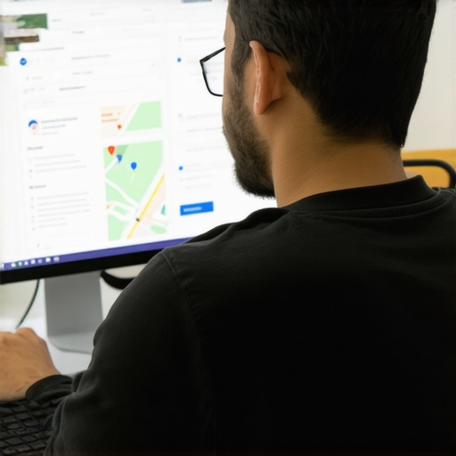 Business owner editing Google My Business listing on laptop