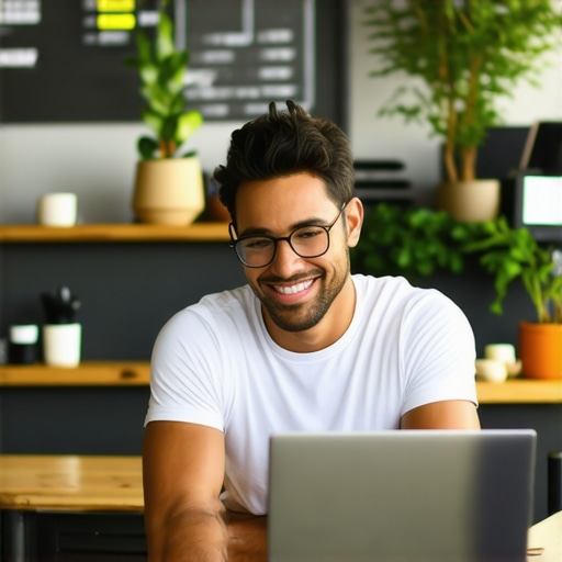 Business owner responding to reviews and interacting with customers digitally.