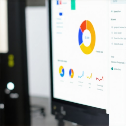 Laptop and multiple screens displaying local SEO analytics and Google Maps management tools.