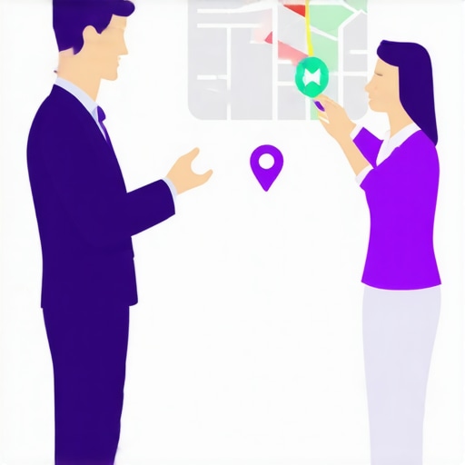 Business owner interacting with customers and online data to improve local search ranking.