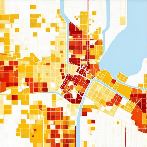 Map showing high-density business areas with heatmaps indicating customer activity