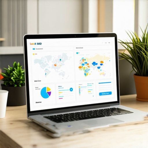 A workspace setup illustrating SEO tools and maps for local search management