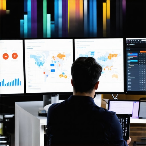 A marketer reviewing local search analytics on a digital dashboard