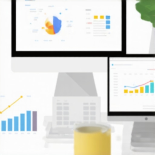 Desktop with multiple screens displaying local search analytics and management tools